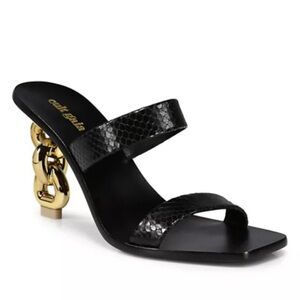 Cult Gaia Vivianne Embossed Leather Slide Sandal Black size 7.5 (EU 38)